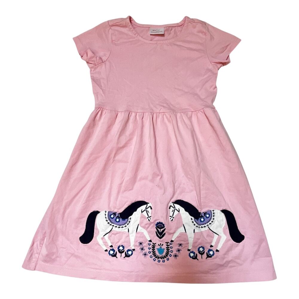 Hanna Andersson Horse Appliqué Dress Size 8